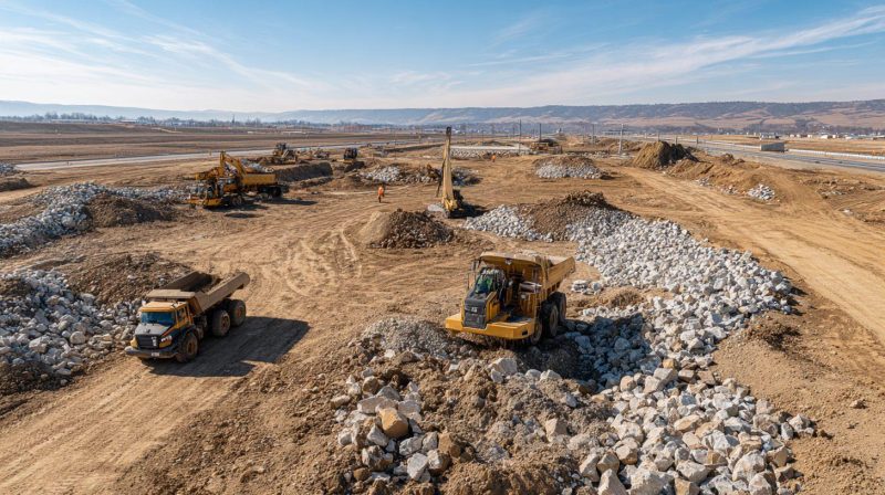 Щебень для укрепления грунта под дорогой